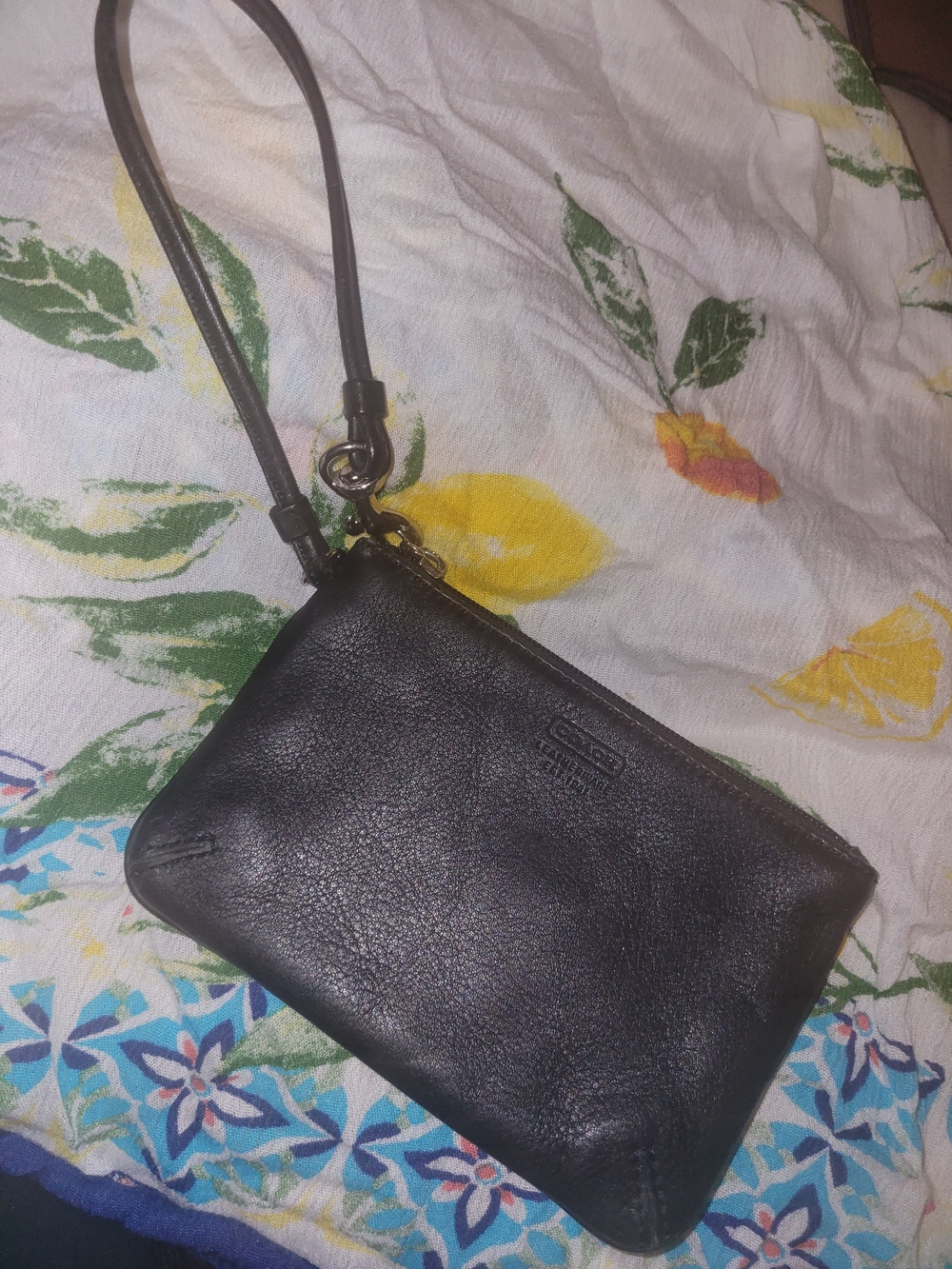 Coach Black Leather Wristlet Clutch